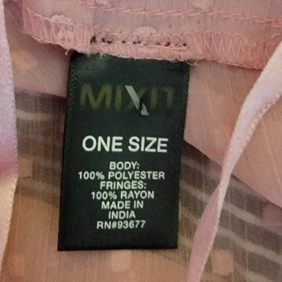 LIGHT‎ Pink Blush Color Swiss Dot Wide Sleeve Fringe Boho Kimono  one size - Picture 6 of 6